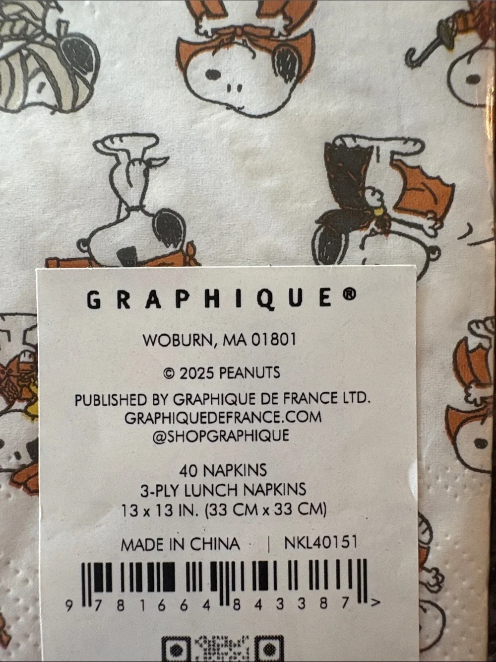 Peanuts Snoopy Party Napkins in White, Black, Orange Halloween brand new